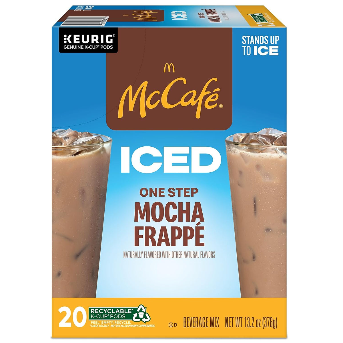 Keurig-compatible McCafé Frappé pod brewing in a single-serve brewer