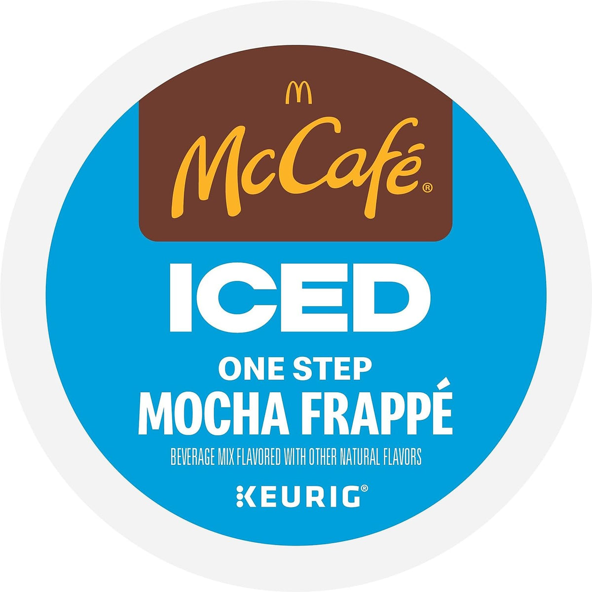 McCafé ICED Mocha Frappé glass with ice highlighting creamy chocolatey taste