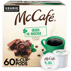 McCafé Irish Mocha packaging highlights premium beans and responsible sourcing.