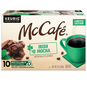 McCafé Irish Mocha K-Cup pods shown, 60-count, convenient single-serve for busy mornings.