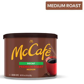 Aromatic steam rising from a McCafé Premium Roast Decaf cup