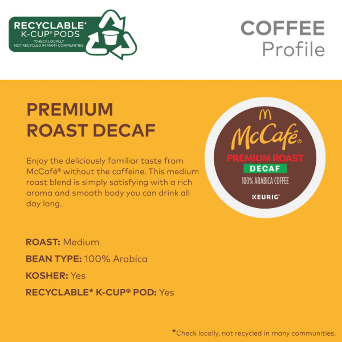 Brewing McCafé Premium Roast Decaf pours with a rich aroma.