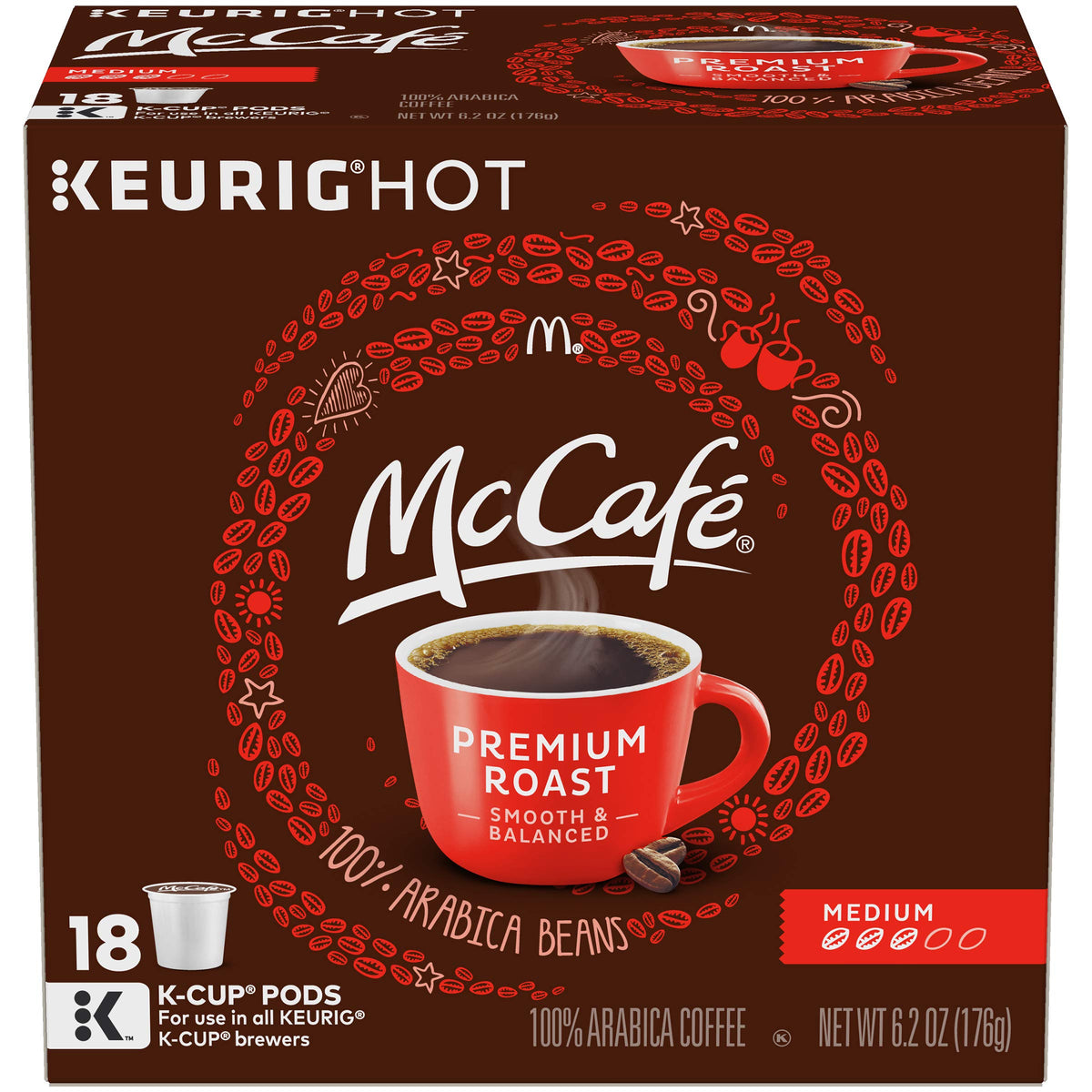 McCafe Premium Roast K-Cup box for easy single-serve coffee at home.