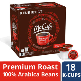 McCafe Premium Roast K-Cup pod in pack highlighting freshness and convenience.