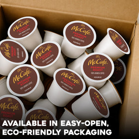 Brewing McCafé Premium Roast in a Keurig for a quick morning cup.