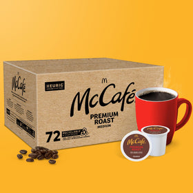 Kosher certification seal on McCafé Premium Roast packaging.