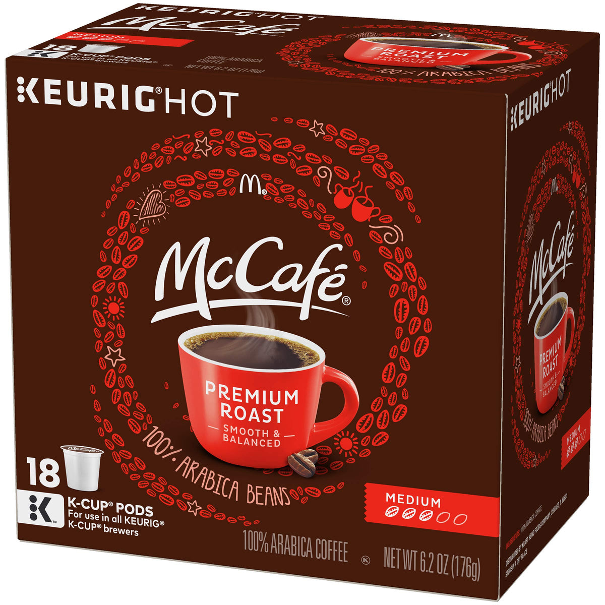 McCafe Premium Roast packaging close-up showing freshness seal.