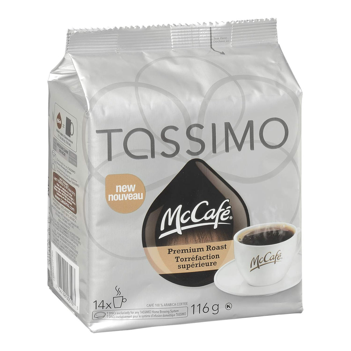 McCafé Tassimo Premium Roast T-Discs in action: cup steaming ready.