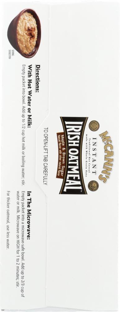 McCann's Instant Oatmeal 3-pack spine highlights convenient family portions.