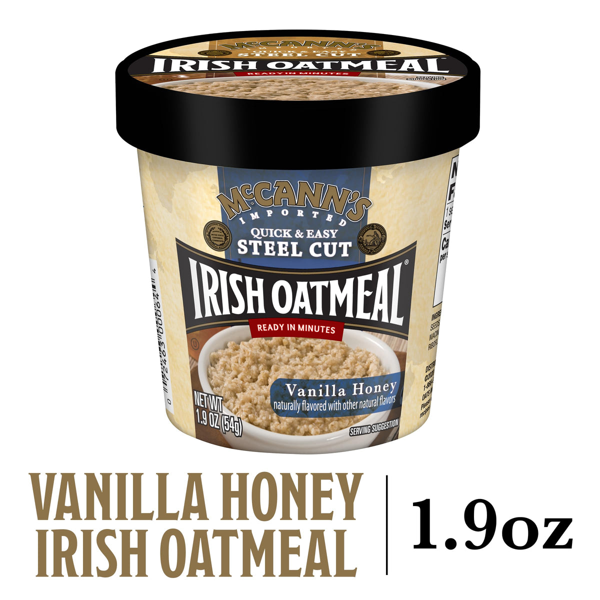 McCann's Irish Oatmeal microwave single-serve — quick prep in minutes.