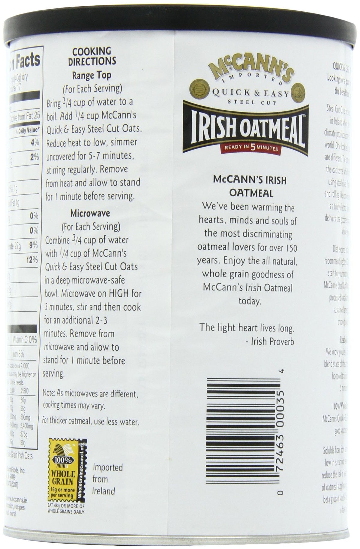 Close-up of McCann's Irish Oatmeal highlighting the nutty natural flavor.