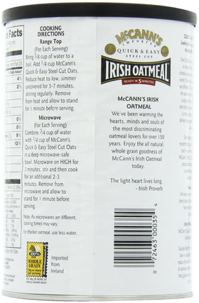 Close-up of McCann's Irish Oatmeal highlighting the nutty natural flavor.