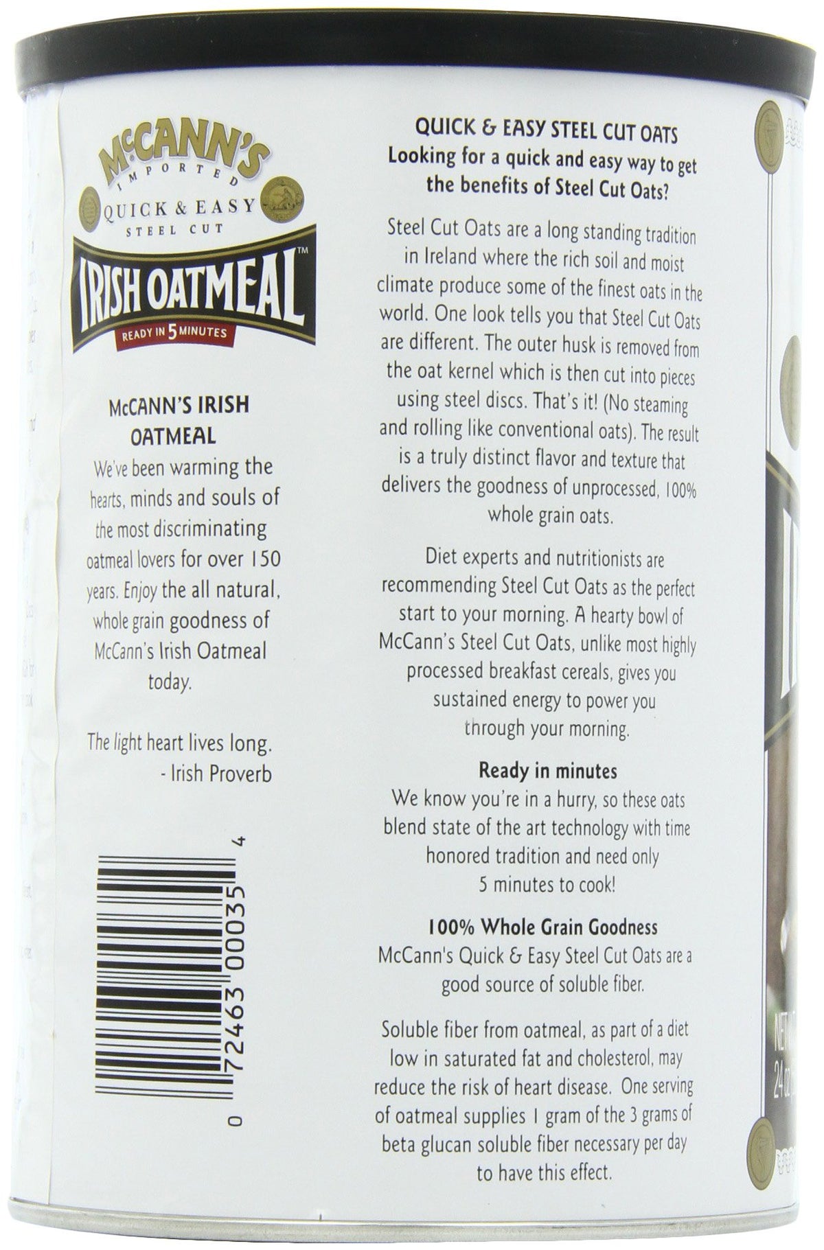 Steaming McCann's Irish Oatmeal porridge in a bowl, ready in minutes.