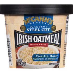 McCann's Irish Oatmeal Vanilla Honey cup — convenient single-serve breakfast for busy mornings.