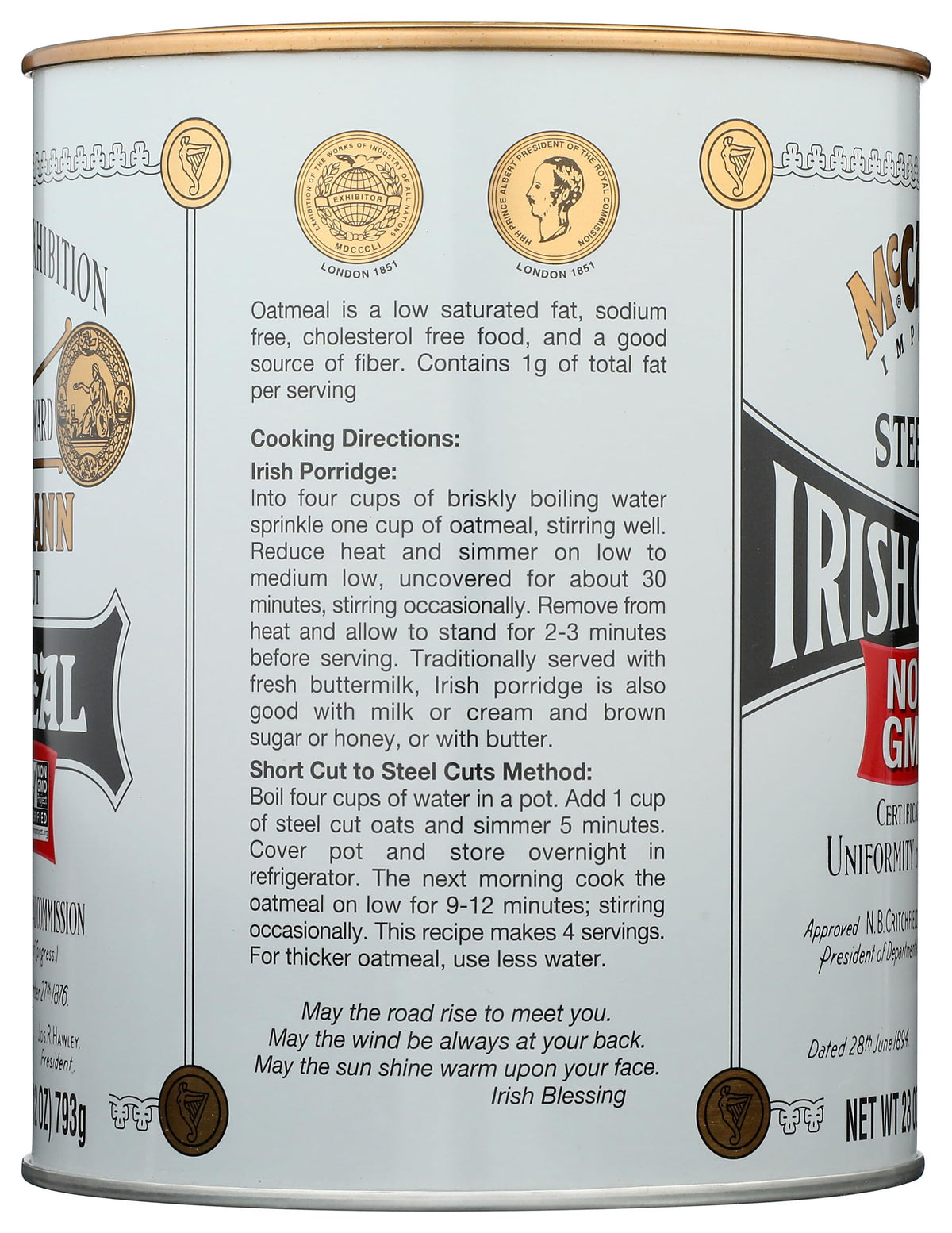 Non-GMO label on McCann's Oatmeal packaging signals trusted quality ingredients