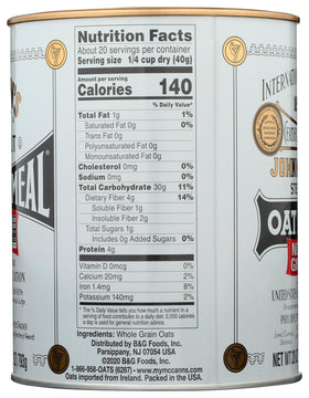 Nutrition facts panel shows 150 calories per serving of McCann's Oatmeal