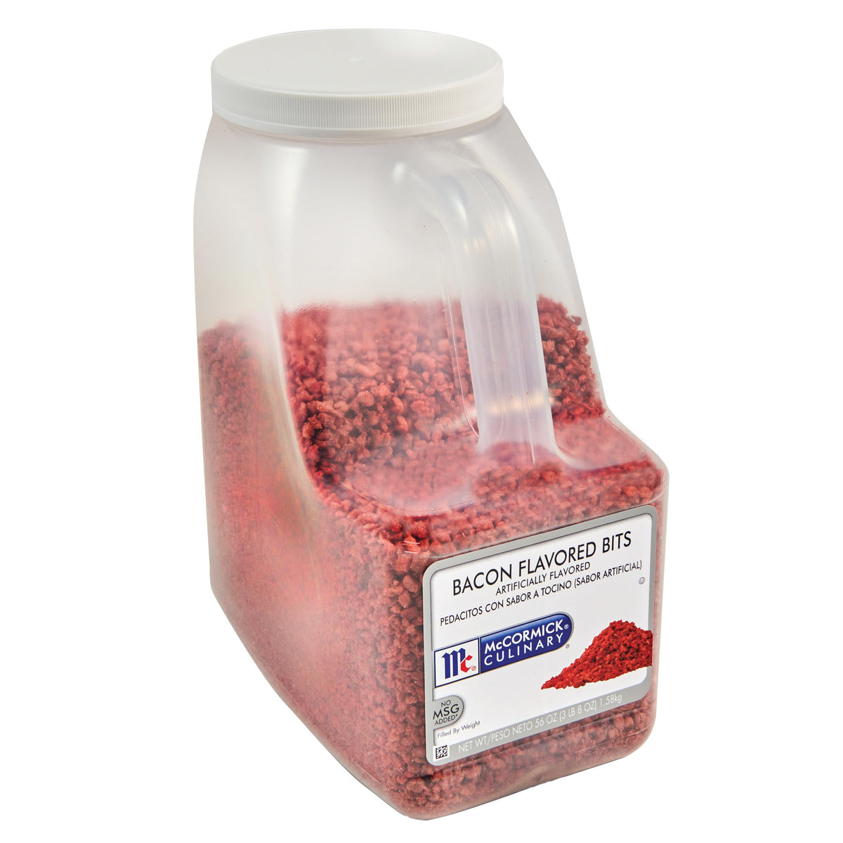 McCormick Culinary Bacon Flavored Bits in container for bulk topping across salads and entrees.