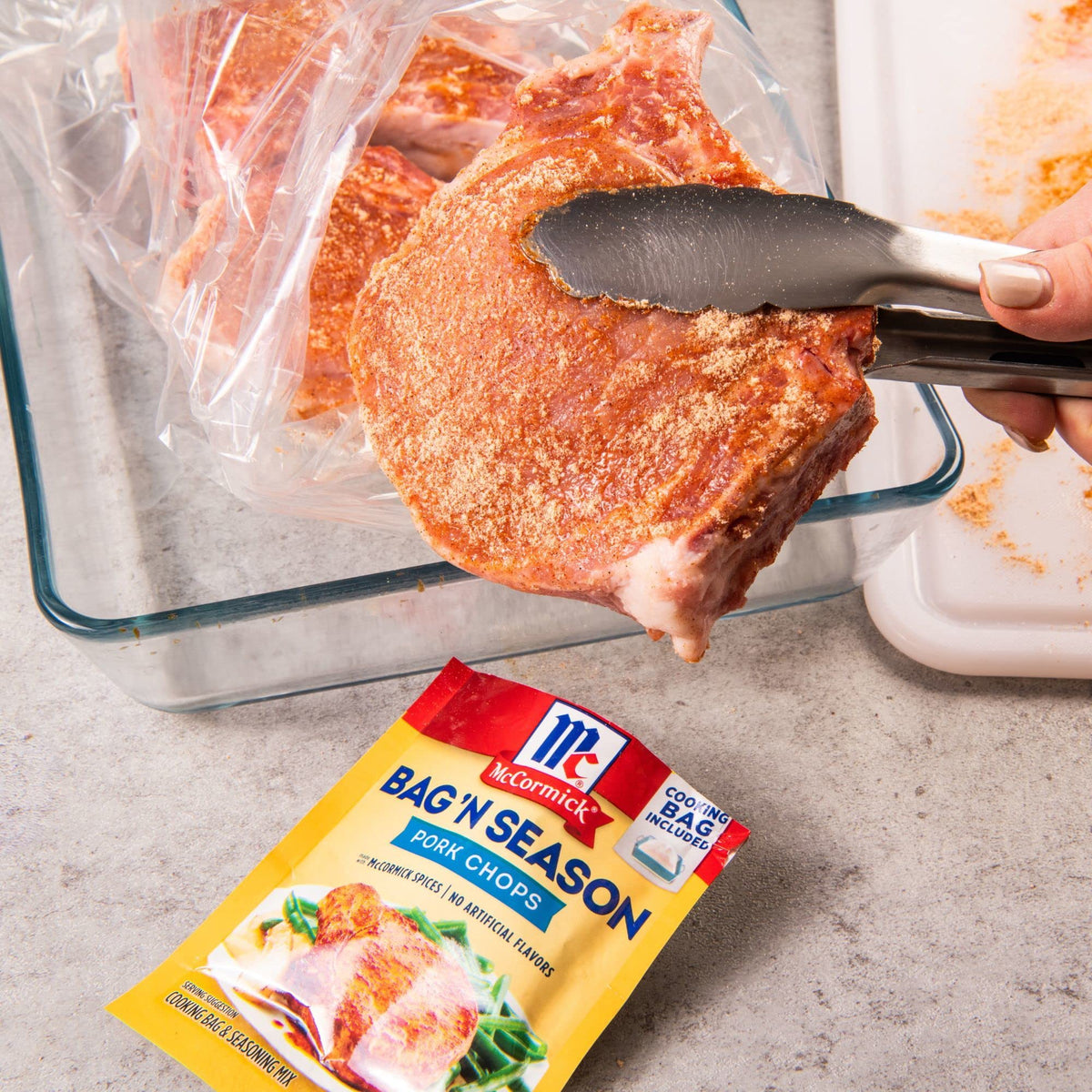 Six-pack McCormick Bag 'n Season kit for convenient meals