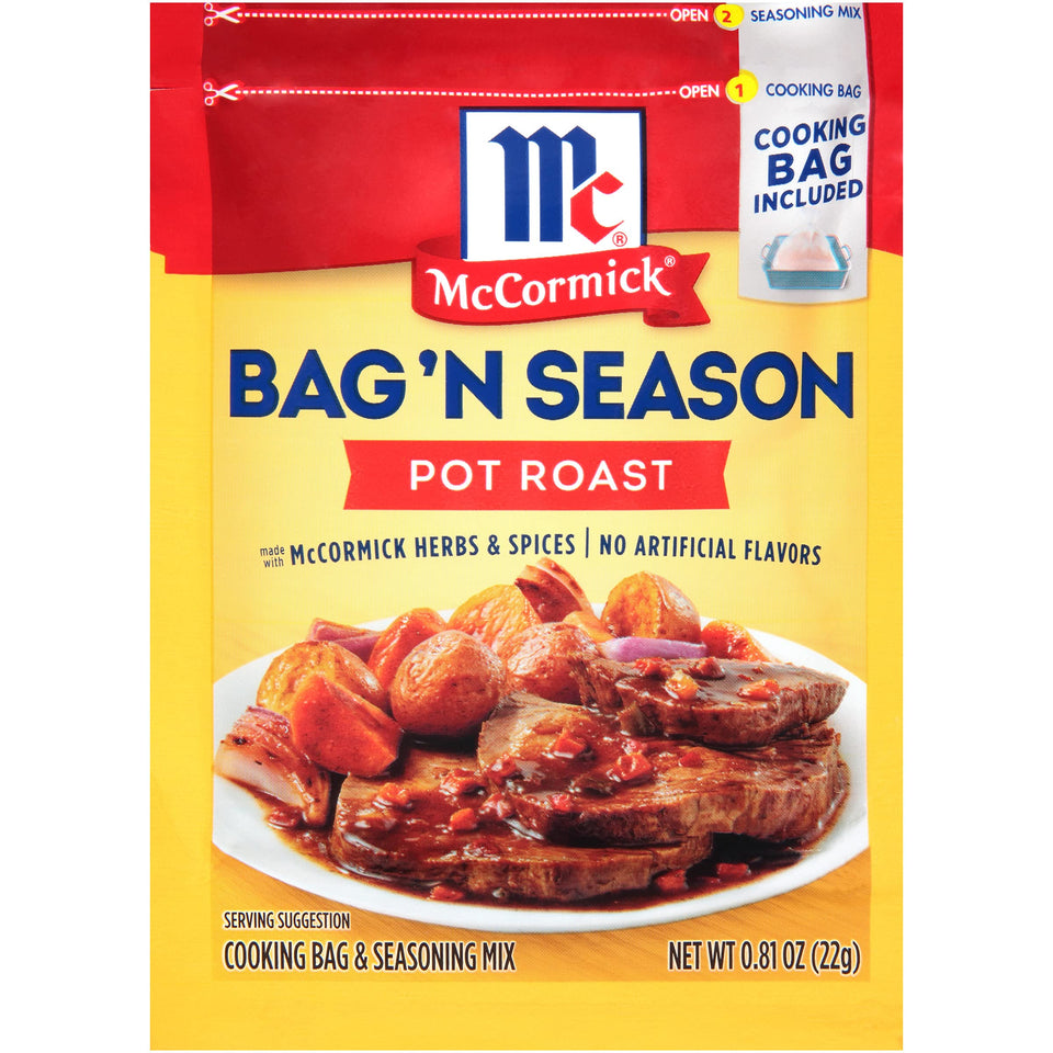 McCormick Bag 'n Season Pot Roast bag ready for quick, mess-free roasting.