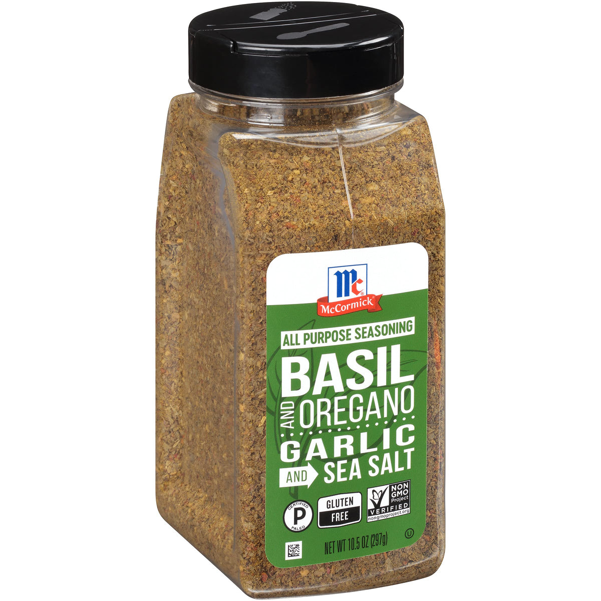 McCormick Basil and Oregano All Purpose Seasoning bottle pour enhances pasta sauce flavor
