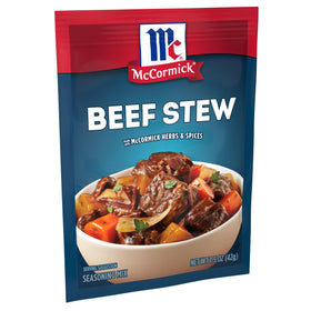 McCormick Beef Stew Seasoning bottle pouring for easy flavor