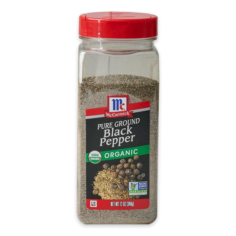 McCormick Organic Black Pepper bottle pour adds aroma and depth to everyday cooking