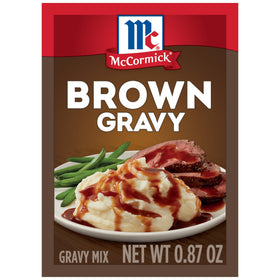 McCormick Brown Gravy Mix in saucepan forming lump-free gravy