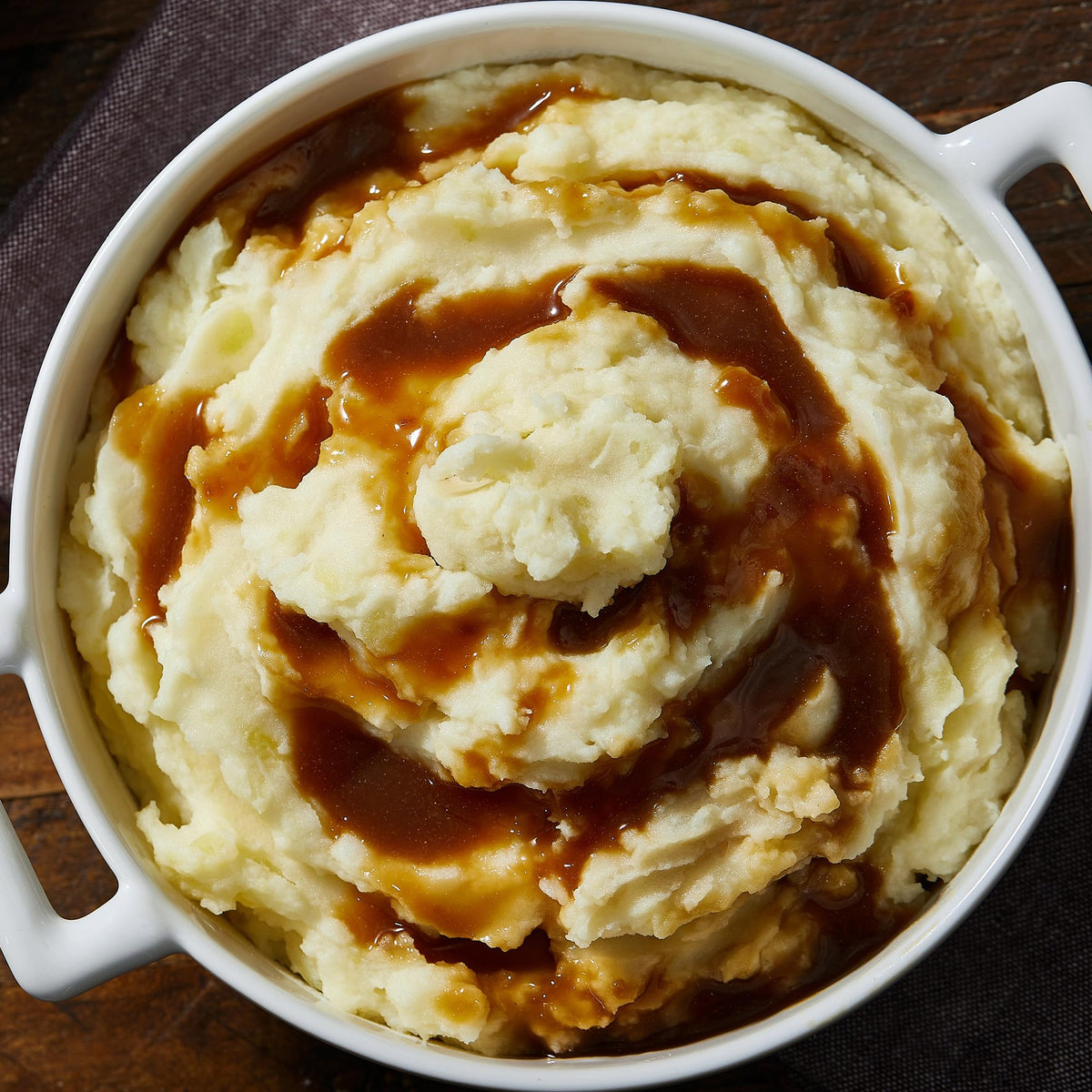 McCormick Brown Gravy Mix served over mashed potatoes and stuffing
