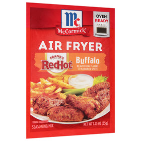 McCormick Buffalo Wings air fryer ready close-up showing seasoning on wings.