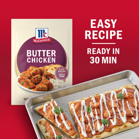 McCormick Butter Chicken sauce-simmer showing creamy tomato-cream sauce.