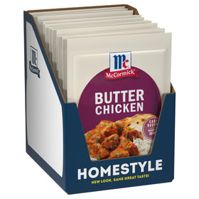 McCormick Butter Chicken seasoning-pack for quick, flavorful dinners.