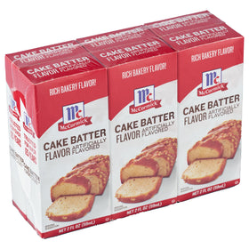 McCormick Cake Batter flavor bottle pour enhances baked goods with birthday-cake aroma