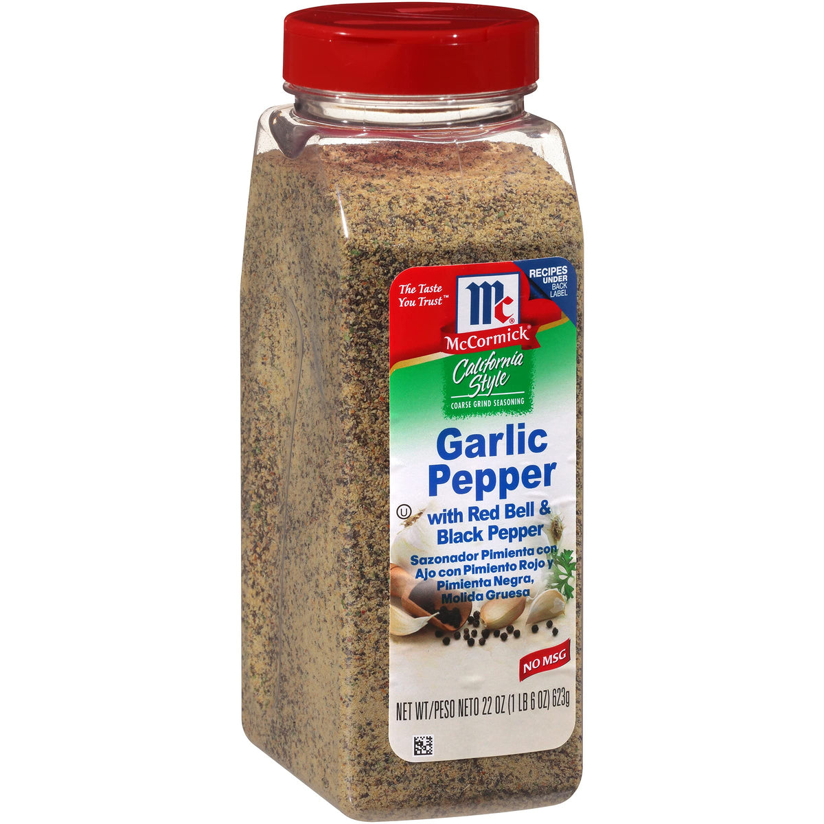 McCormick California Style Garlic Pepper bottle on the counter for versatile seasoning