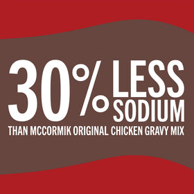 McCormick chicken gravy mix powder being poured for quick, smooth gravy.