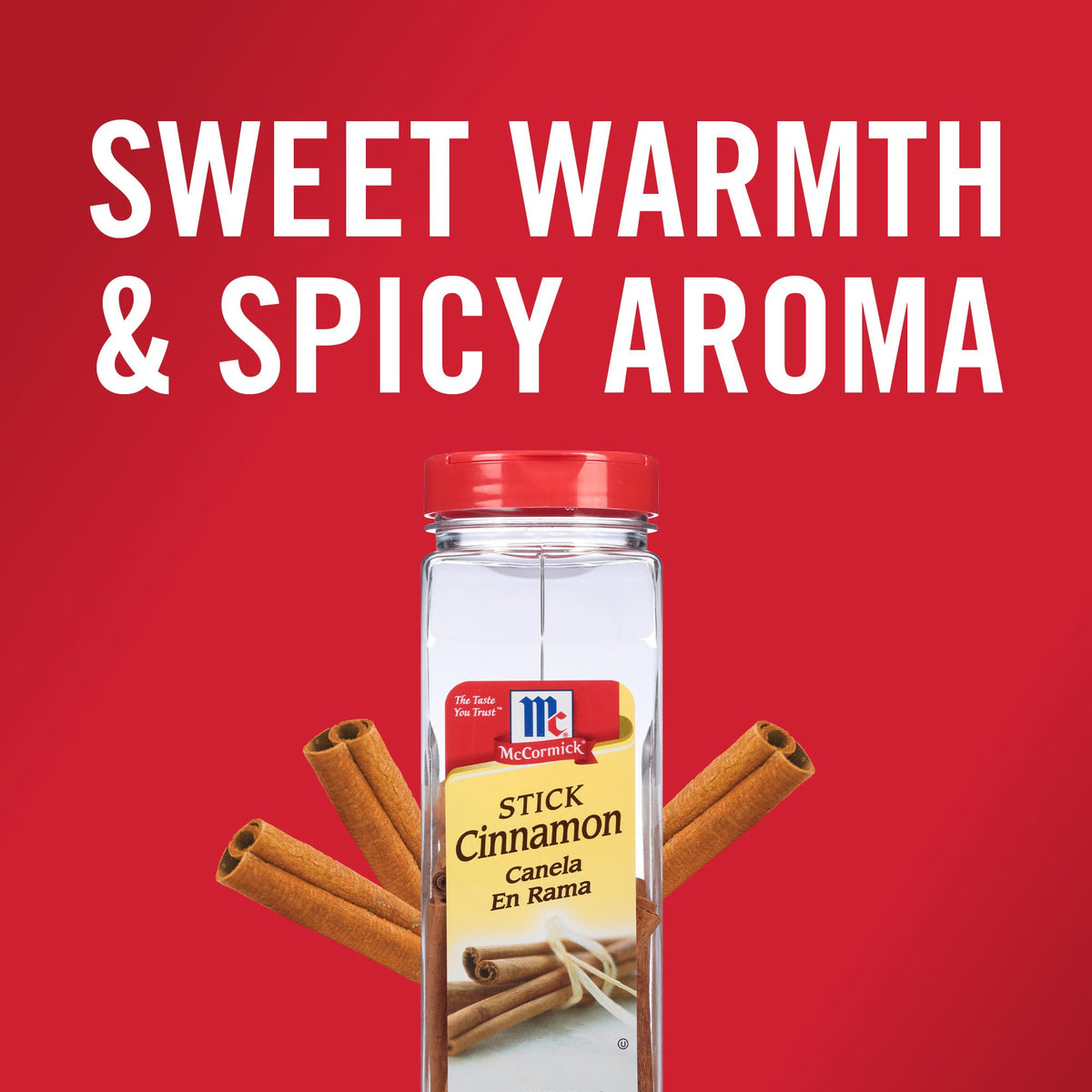 Close-up of McCormick Cinnamon Sticks highlighting warm aroma.