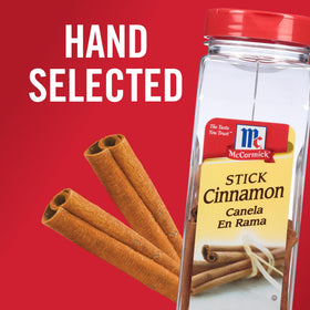 Background spice mix with McCormick Cinnamon Sticks and other spices.