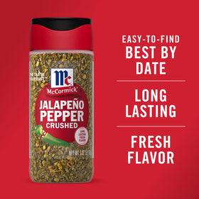 McCormick Crushed Jalapeno Pepper bottle top view shows airtight SnapTight seal.