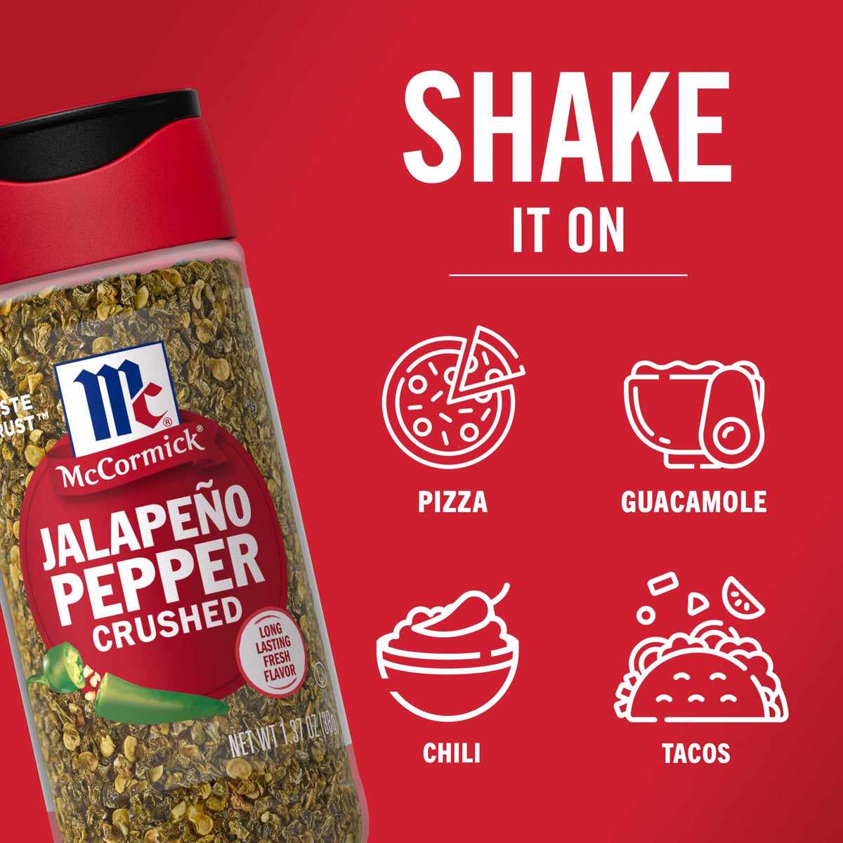 McCormick Crushed Jalapeno Pepper salsa bowl adds moderate heat and color.