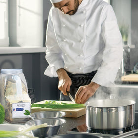 Bay leaves simmering in a pot to add rich flavor