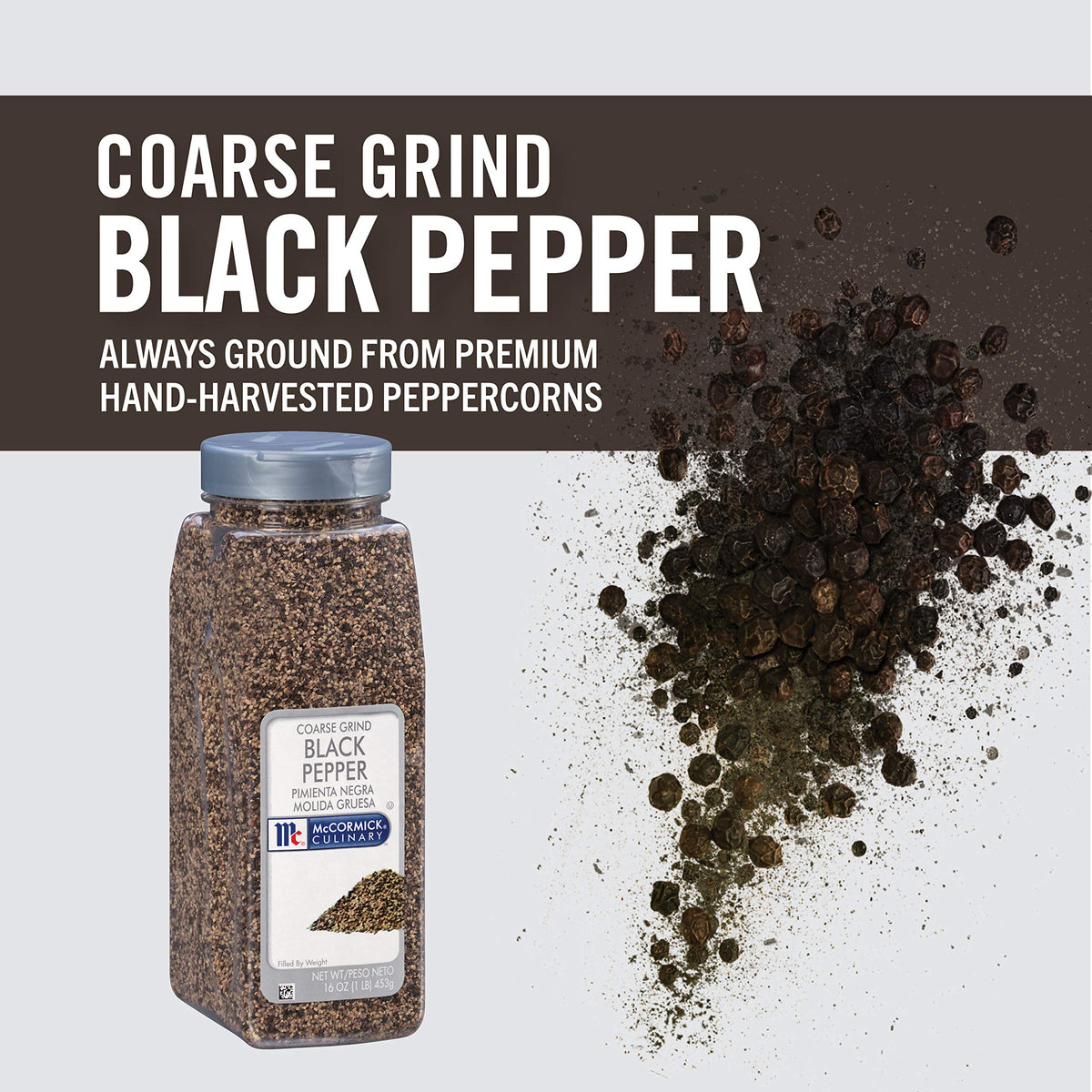 McCormick Culinary coarse grind black pepper on fish for brightness and bite.
