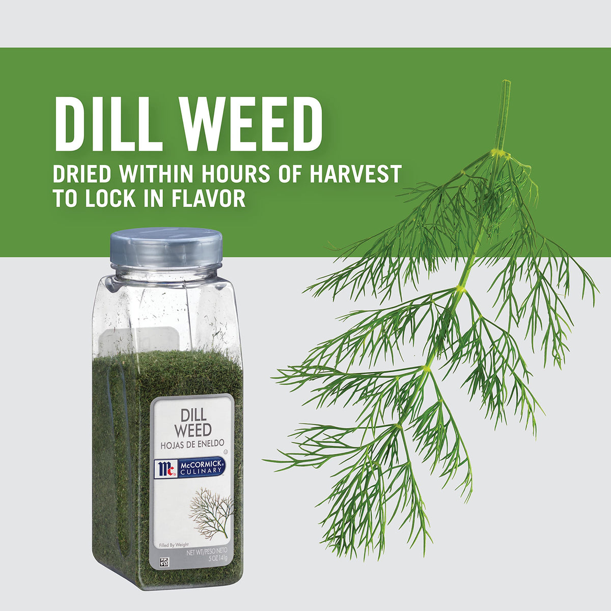 McCormick Culinary Dill Weed dried leaves close-up for vibrant garnishes
