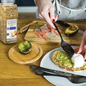 McCormick Culinary Everything Bagel Seasoning sprinkled on salad for aroma and crunch