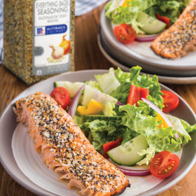 McCormick Culinary Everything Bagel Seasoning dusted on hummus adds depth