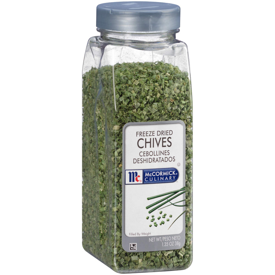 McCormick Culinary Freeze-Dried Chives bottle-top for easy, consistent garnish.
