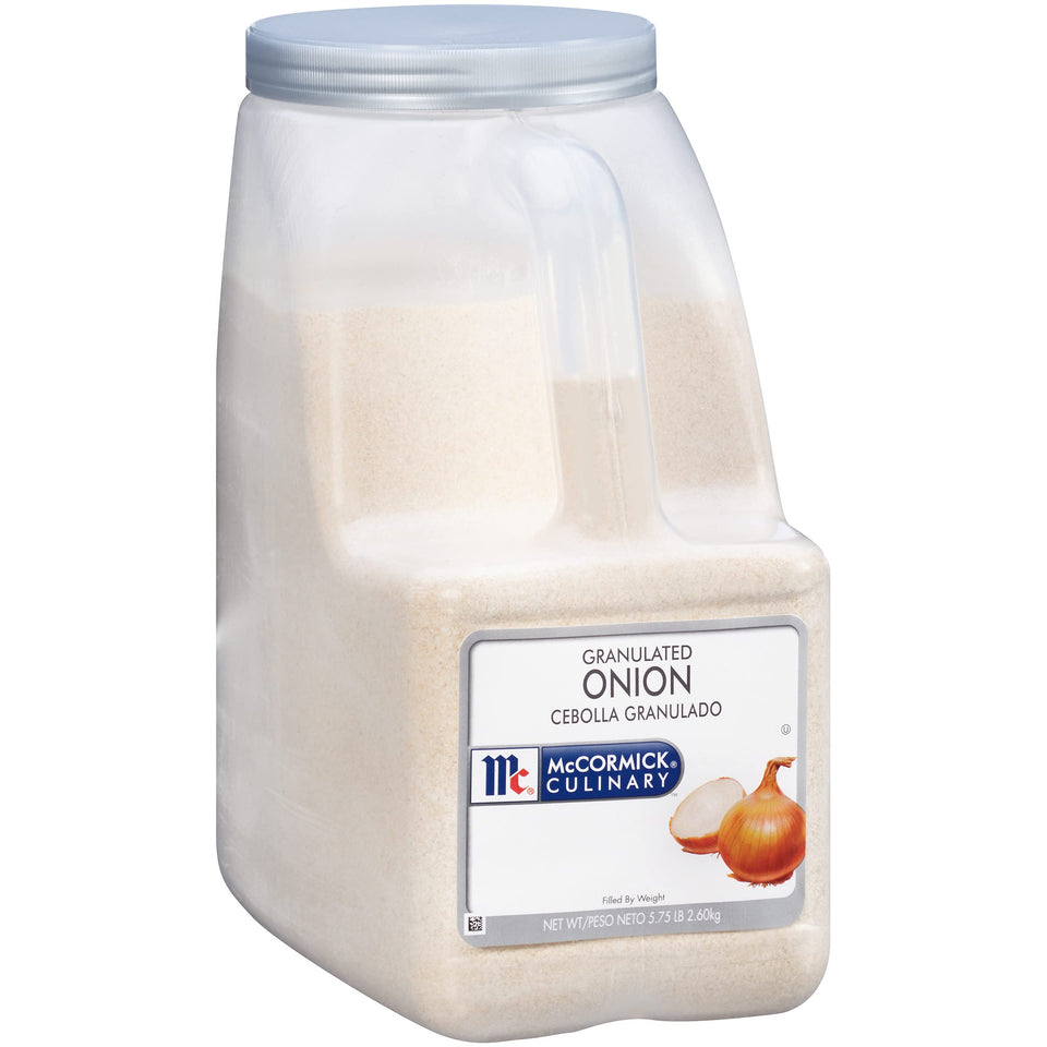 McCormick Culinary Granulated Onion bulk container for easy, quick measures in busy kitchens.