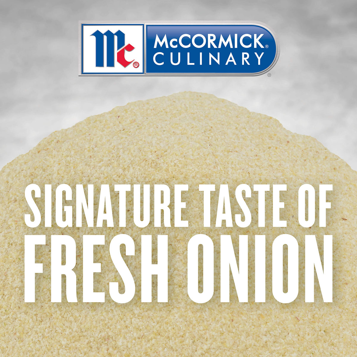 McCormick Culinary Granulated Onion with a wide mouth opening enabling fast scooping.