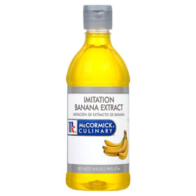 McCormick Culinary imitation banana extract bottle delivers rich banana flavor for baking.