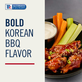 Close-up of McCormick Culinary gochujang seasoning label for consistent chef-grade flavor.