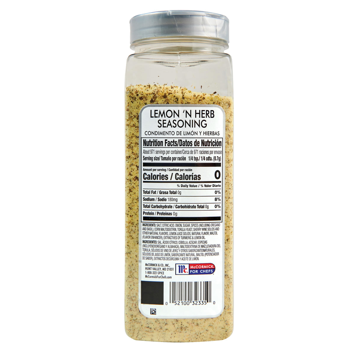 McCormick Culinary Lemon N Herb label closeup highlighting citrus and herbal blend