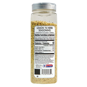 McCormick Culinary Lemon N Herb label closeup highlighting citrus and herbal blend